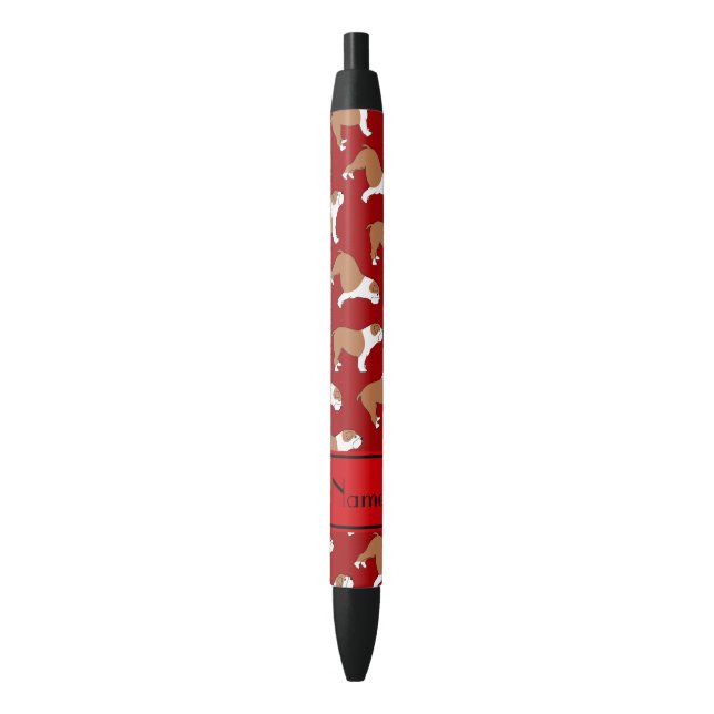 Stylo Noir Bouledogue rouge nommé personnalisé (devant Vertical)
