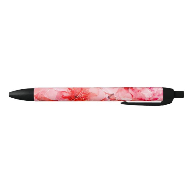 Stylo Noir Boules de fleurs de cerisier d'aquarelle (Bas)