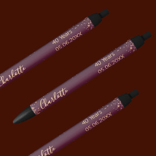 Stylo Noir Bourgogne rose or âge