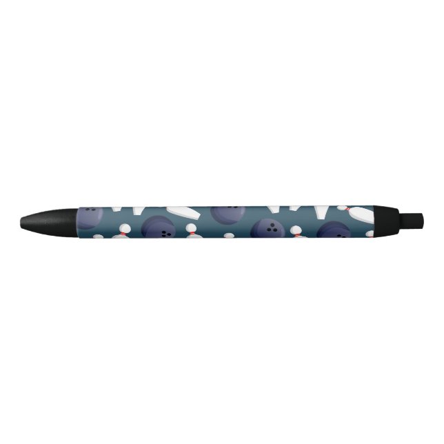 Stylo Noir Bowling Balls & Ten Pins Motif - Bowler Gids (Devant)