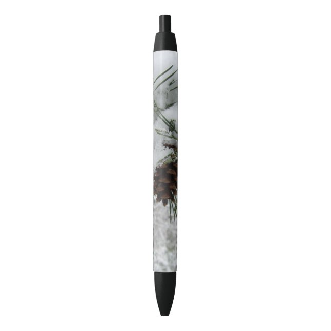 Stylo Noir Branche des pins neigeux Photographie de la nature (devant Vertical)