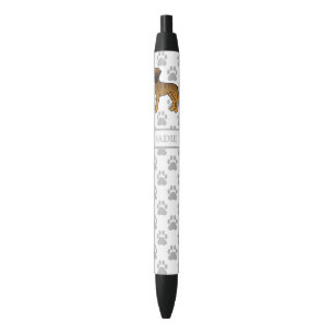 Stylo Noir Brindle Great Dane Cute Cartoon Chien & Nom