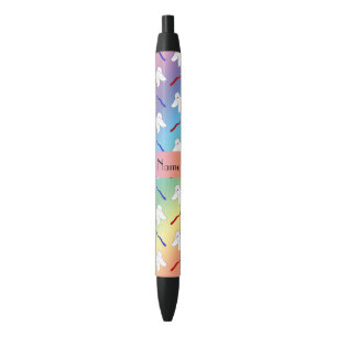 Stylo Noir Brosses d'arc-en-ciel et motif nommés faits sur