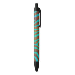 Stylo Noir Brun de zèbre et copie turquoise