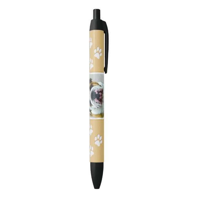 Stylo Noir Bulldog Painting - Joli art original chien (Bas (Vertical))