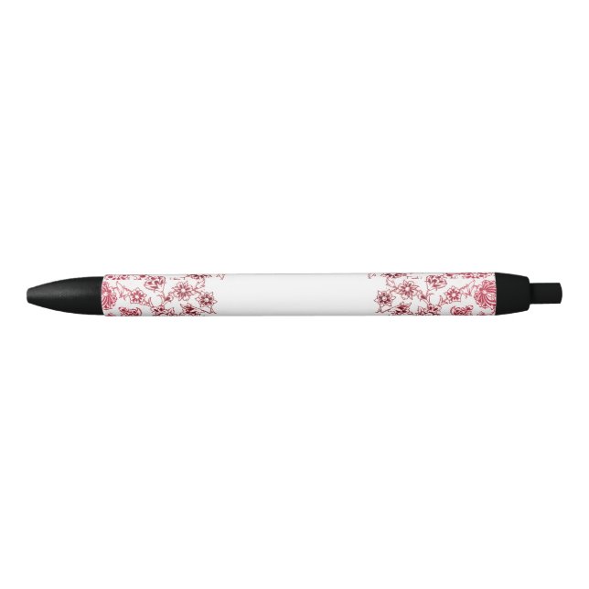 Stylo Noir Bunches de fleurs roses (Devant)