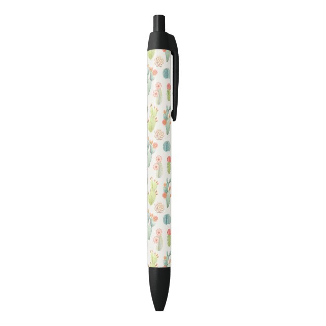 Stylo Noir Cactus en pastel mou et motif succulent (Bas (Vertical))