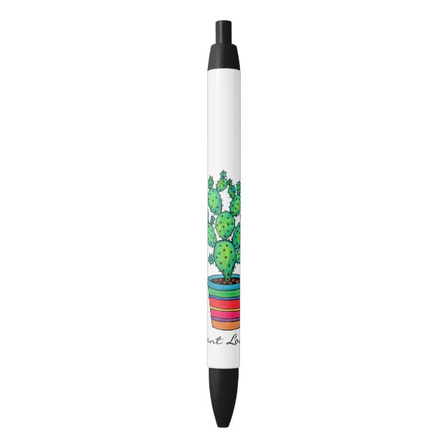 Stylo Noir Cactus magnifique d'aquarelle dans le beau pot (devant Vertical)