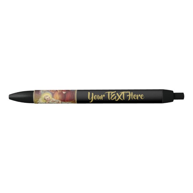 Stylo Noir Cadeau de crèche personnalisé de moins de 5 $ - Je (Devant)