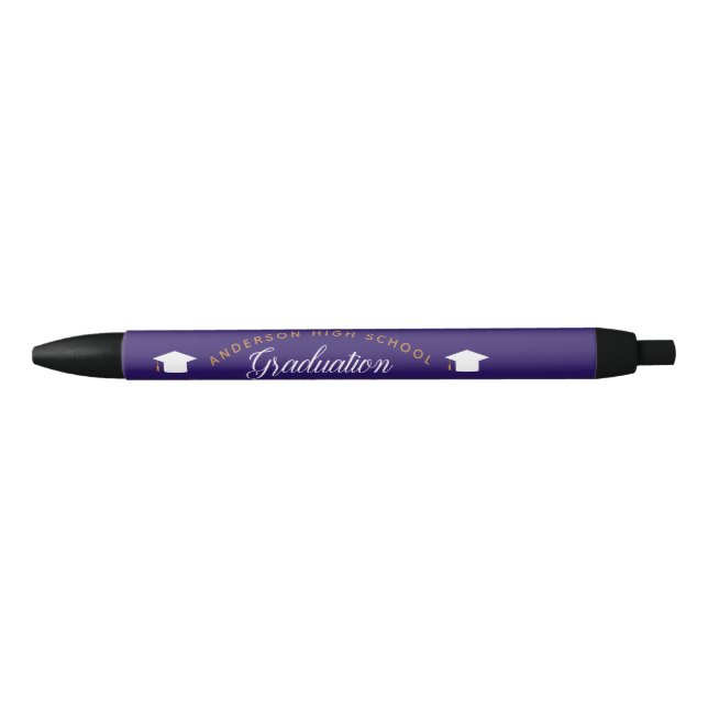 Stylo Noir Cadeau de fin d'études violet personnalisé Lycée (Devant)