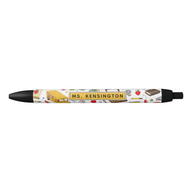 Stylo Noir Cadeau de l'enseignant personnalisé (Devant)