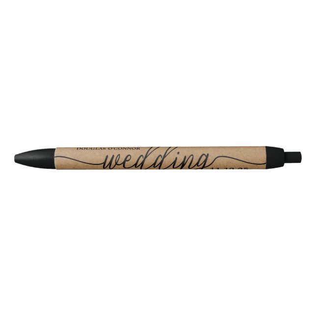 Stylo Noir Cadeau de mariage simple écriture Kraft de campagn (Devant)