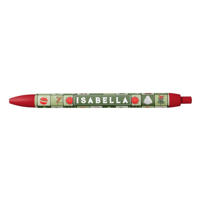 Stylo Noir Cadeau de Noël personnalisé (Devant)