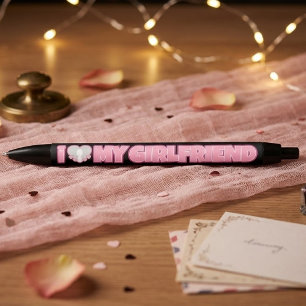 Stylo Noir Cadeau personnalisé Je t'aime ma copine – Ajouter 