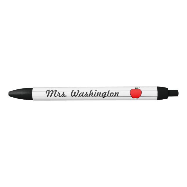 Stylo Noir Cadeau personnalisé Lined Teacher's Apple Pens (Devant)