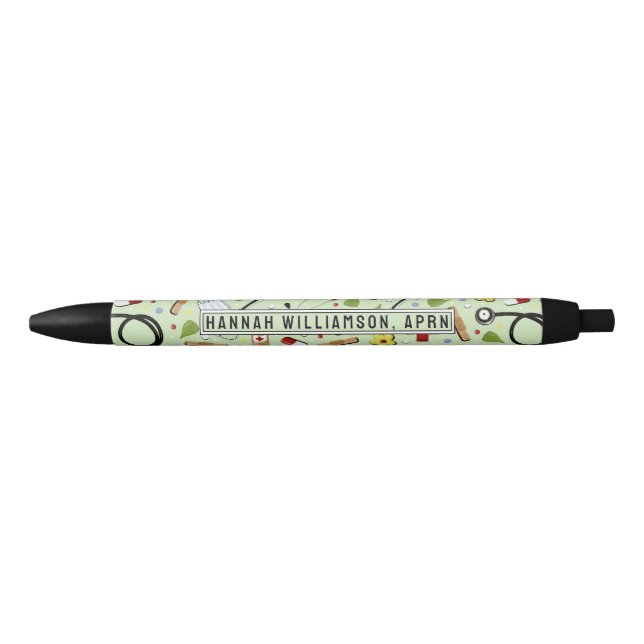 Stylo Noir Cadeaux infirmiers personnalisés (Devant)