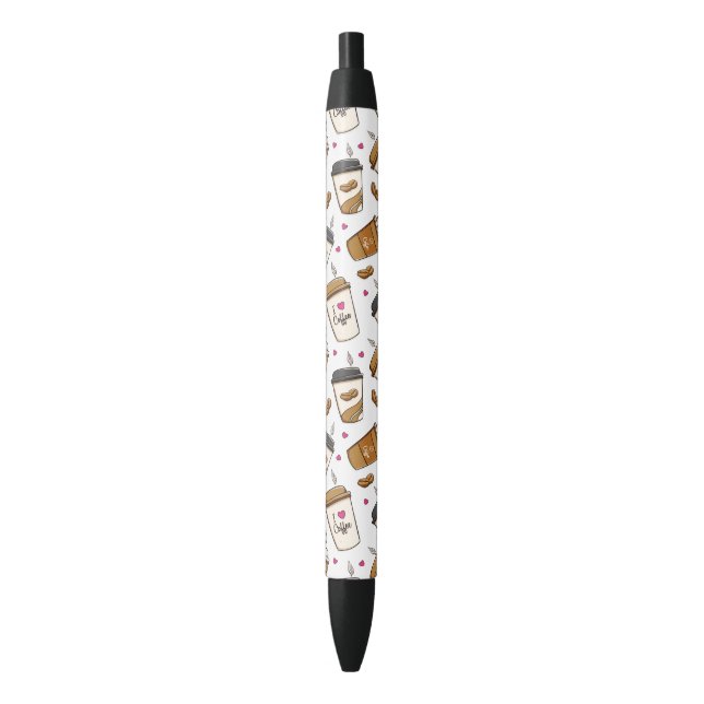 Stylo Noir Cafés, Fèves de café, Amateur de café, Coeurs (devant Vertical)