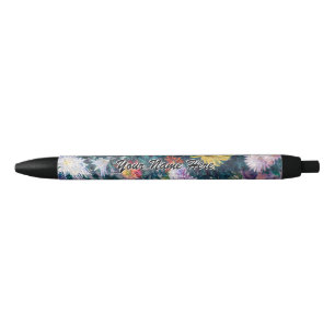 Stylo Noir Caillebotte - Chrysanthèmes blanc et jaune