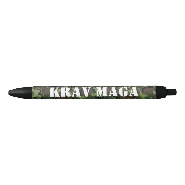 Stylo Noir Camouflage KravMaga/Texte personnalisé (Devant)