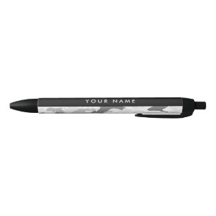 Stylo Noir Camouflage neige hivernale grise Personnalisez vot