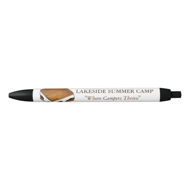 Stylo Noir Camp d'été Toasté S'more Campfire Smores Promo (Devant)