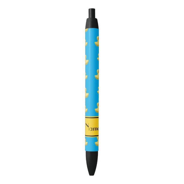 Stylo Noir Canard jaune nommé fait sur commande en caoutchouc (devant Vertical)