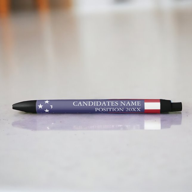 Stylo Noir Candidat à l'élection personnalisé (Candidate for election personalized black ink pens from Ricaso. American election merchandise )