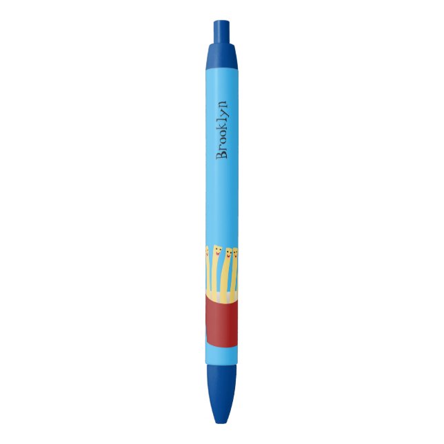 Stylo Noir Caricature de frites Cute kawaii fast food (devant Vertical)