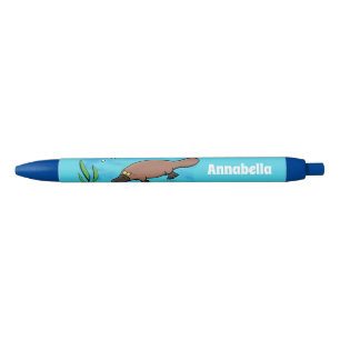 Stylo Noir Caricature de natation de Cute platypus