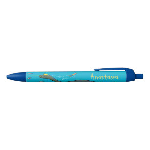 Stylo Noir Caricature de plesiosaure, monstre marin mignon et