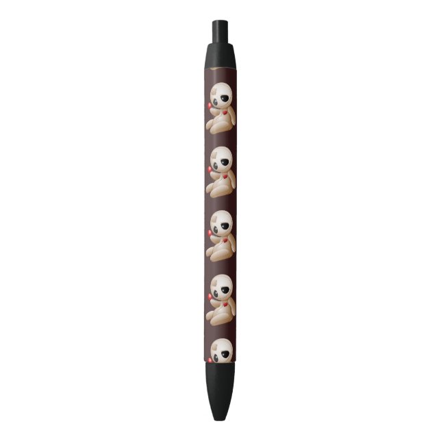Stylo Noir Caricature de poupée vaudou en amour (devant Vertical)