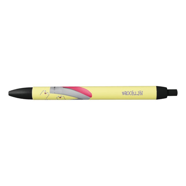 Stylo Noir Caricature en agrafeuse rouge pâle (Devant)