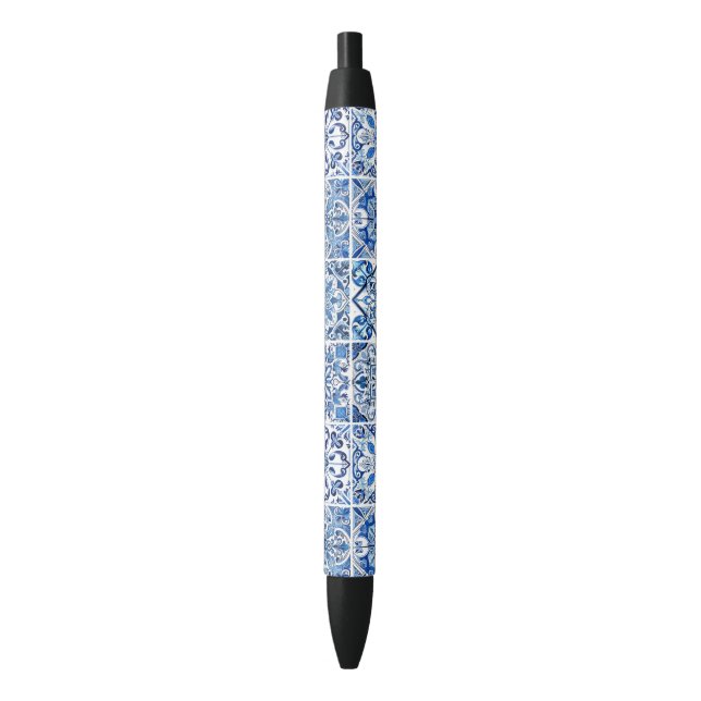 Stylo Noir Carrelage méditerranéen, Portugais, Azulejo, Majol (devant Vertical)