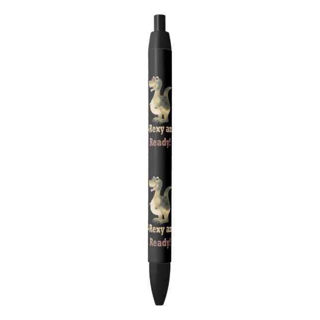Stylo Noir Cartoon T-Rexy et Ready Dino (devant Vertical)