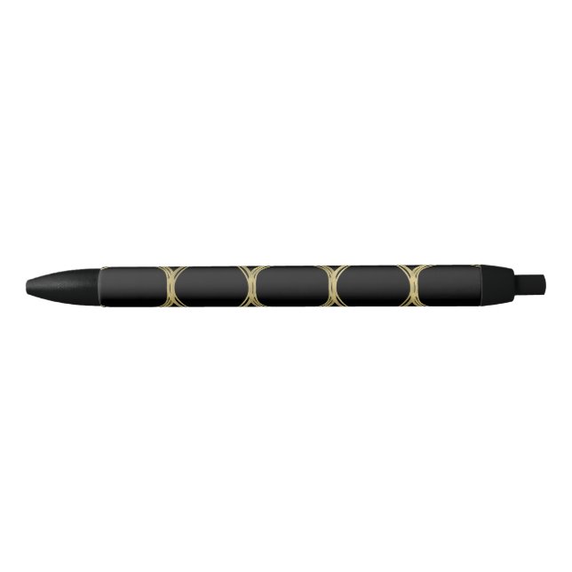 Stylo Noir Cercles d'or et Black Modern tendance glam chic (Devant)