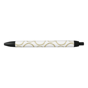 Stylo Noir Cercles dorés & Tendance Moderne Chic Glam Blanc