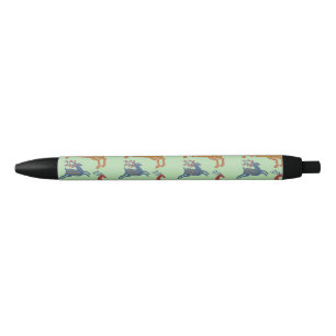 Stylo Noir Cerf d'art folklorique américain vintage de couleu