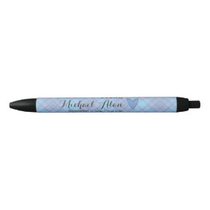 Stylo Noir C'est un Garçon Bébé Bleu Plaid Faire-part de nais
