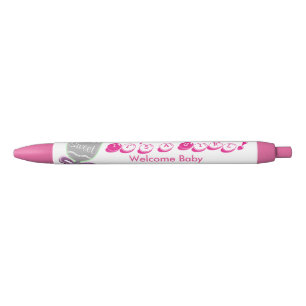 Stylo Noir C'est une fille Baby Welcome Baby Pink Faire-part