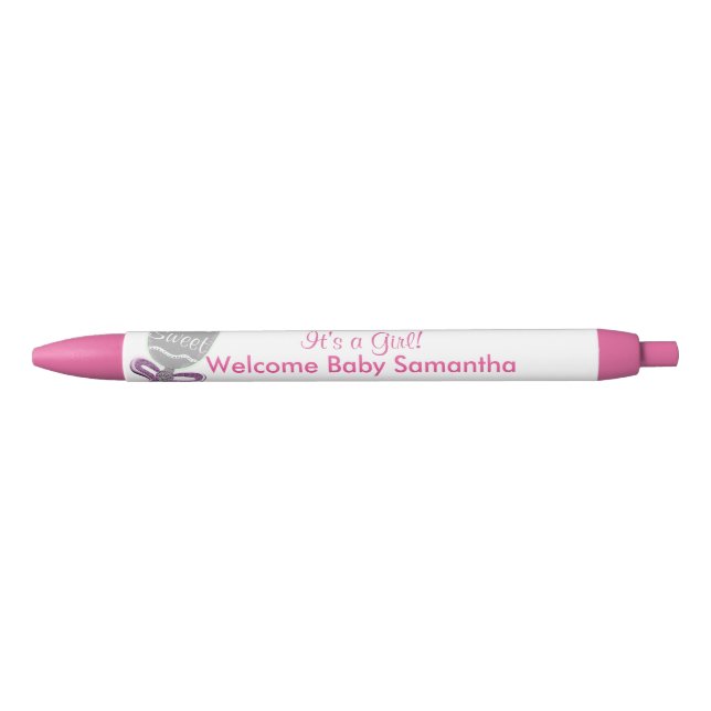 Stylo Noir C'est une fille Bébé Rattle Rose Star Annonces (Devant)