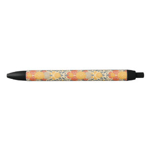 Stylo Noir Chaleureux Jaune, Orange & Bleu Floral