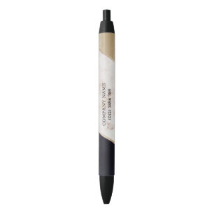 Stylo Noir Champagne rose en marbre d'or Texture