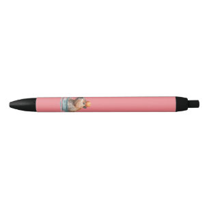 Stylo Noir Charmante Cute Capybara avec Orange