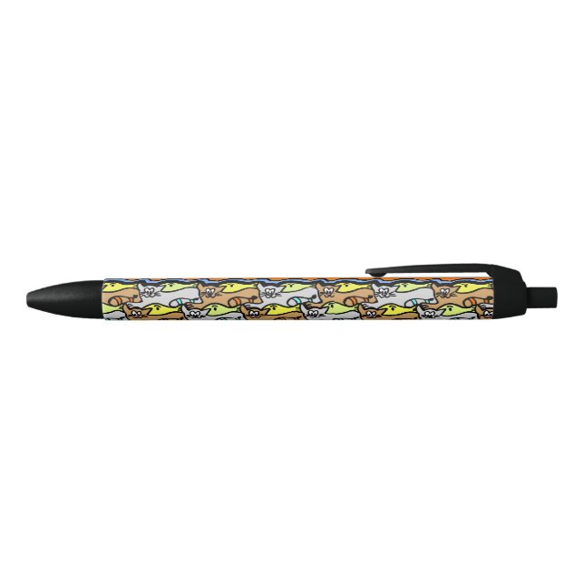 Stylo Noir Chat & Poisson Cartoon Poussière. Jeu de couleurs  (Haut)
