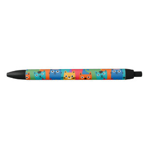 Stylo Noir Chats colorés motif