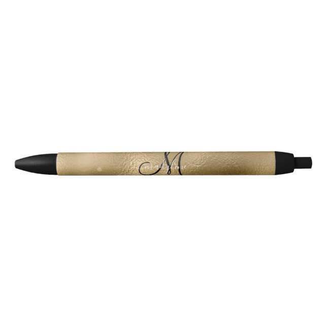 Stylo Noir Chic Black Gold Parties scintillant Nom du monogra (Devant)