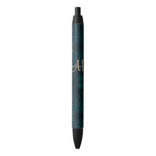 Stylo Noir Chic Turquoise Gold Parties scintillant Agate Pers