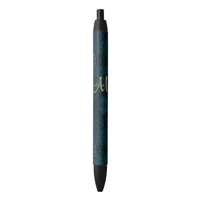 Stylo Noir Chic Turquoise Gold Parties scintillant Agate Pers (devant Vertical)