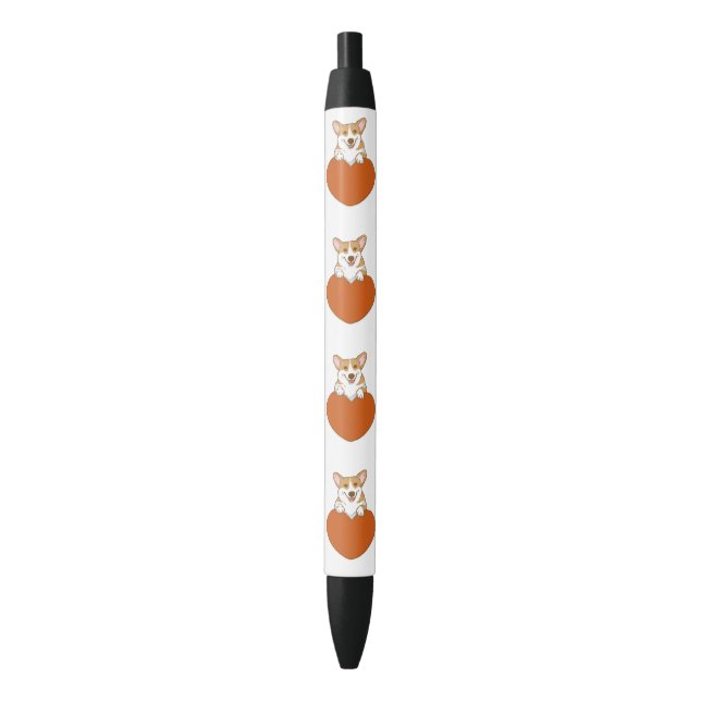 Stylo Noir Chien Chien Chien Chien Chien Coeur Cute Corgi (devant Vertical)
