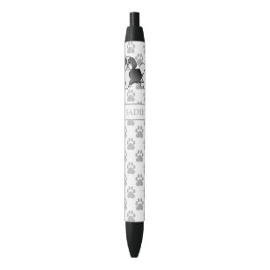 Stylo Noir Chien de dessin animé Lhassa Apso noir et blanc &